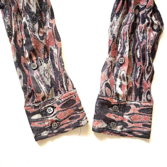 IRO Jeisa 100% Silk Rusty Abstract Print Button Front Blouse Top - Picture 12 of 12